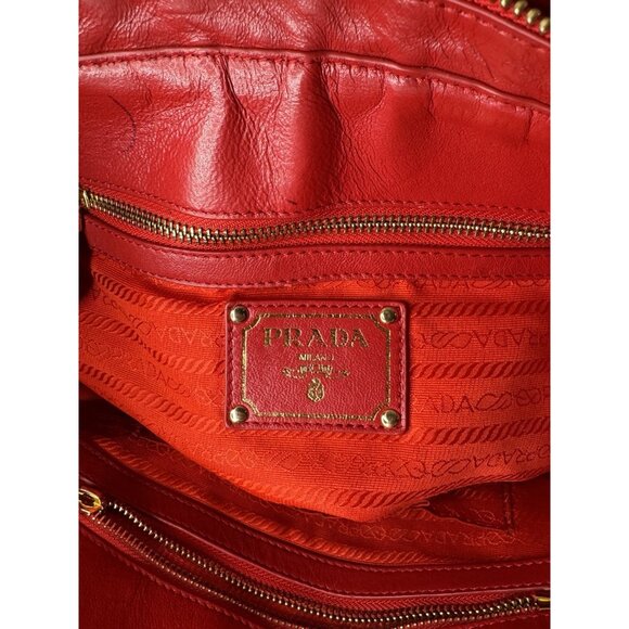 Prada Napa Gauffre Tessuto Red Leather Two Way Bag - Picture 5 of 16